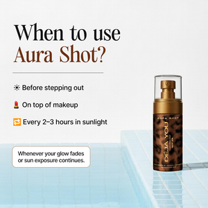 Aura Shot product with usage instructions on a white background